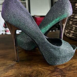 Elegant Glitter Peep-Toe Heels